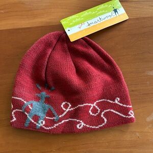 Smartwool Red Beanie with Gray and White Pattern